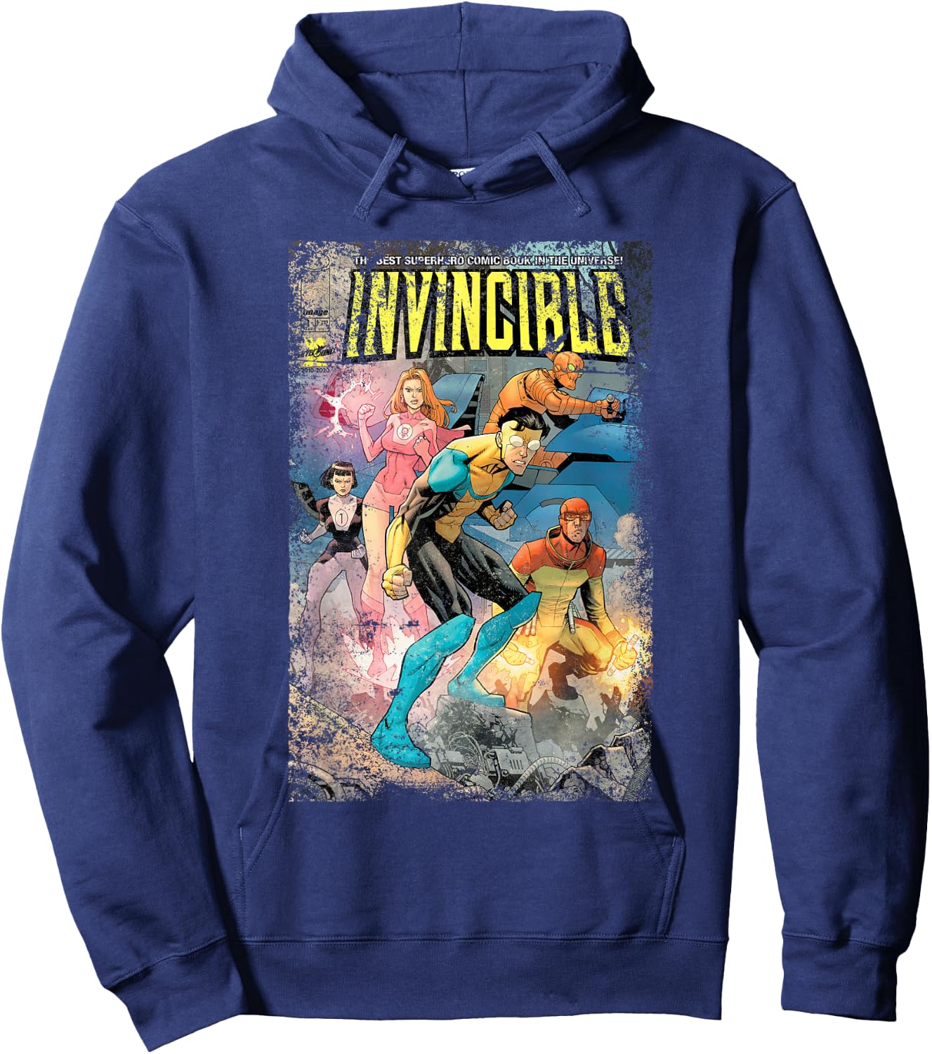 Invincible Distressed Cover - Teen Team Hoodie - Hoodie | Navy