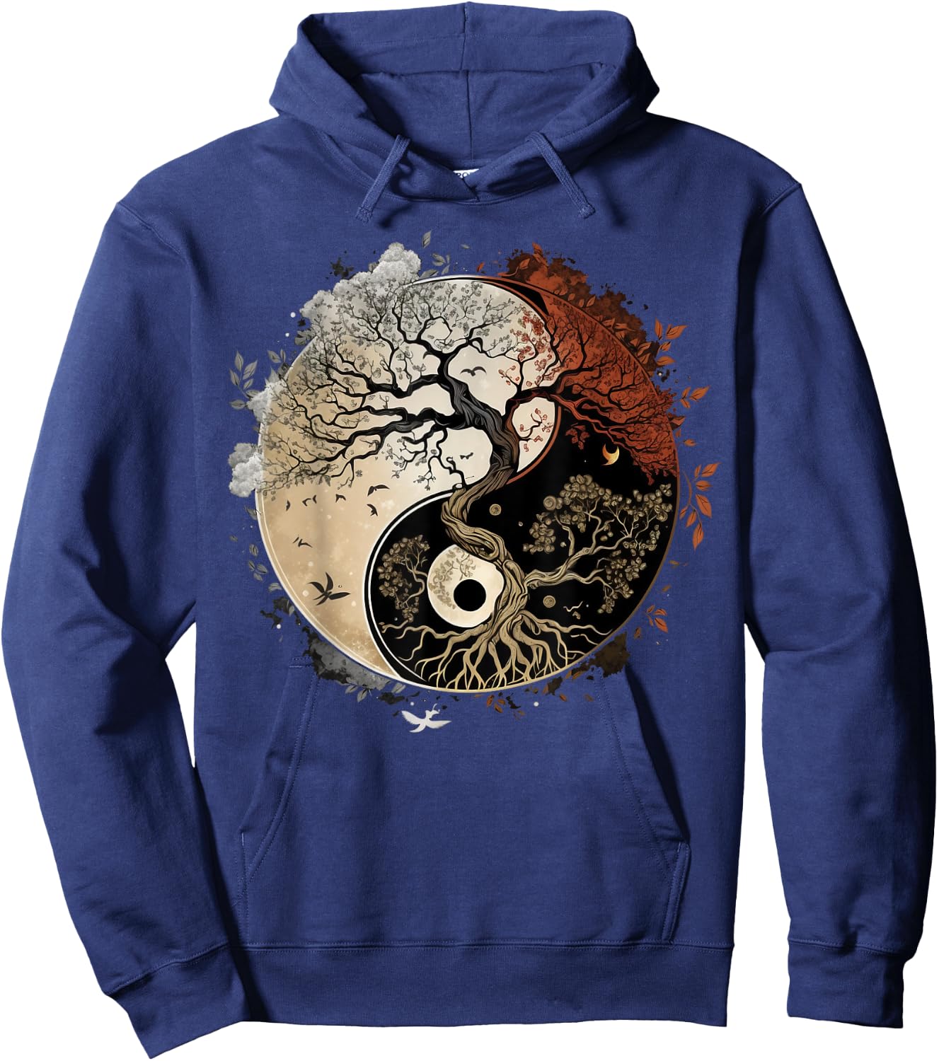 Tree of Life on buddhist Yin Yang Meditation Hoodie - Hoodie | Navy