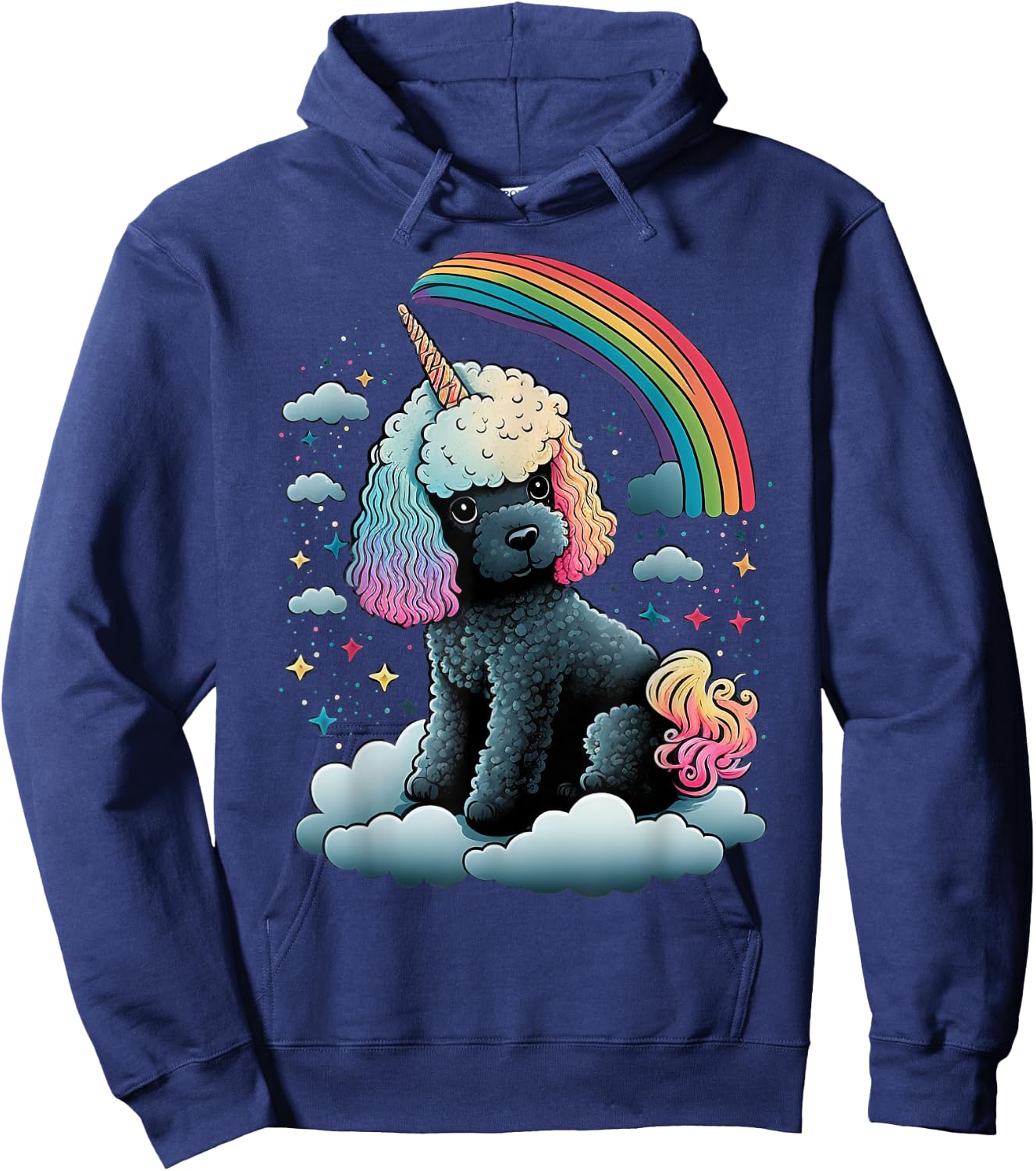 Toy Poodle Unicorn on Rainbow Unicorn Poodle Hoodie - Hoodie | Navy