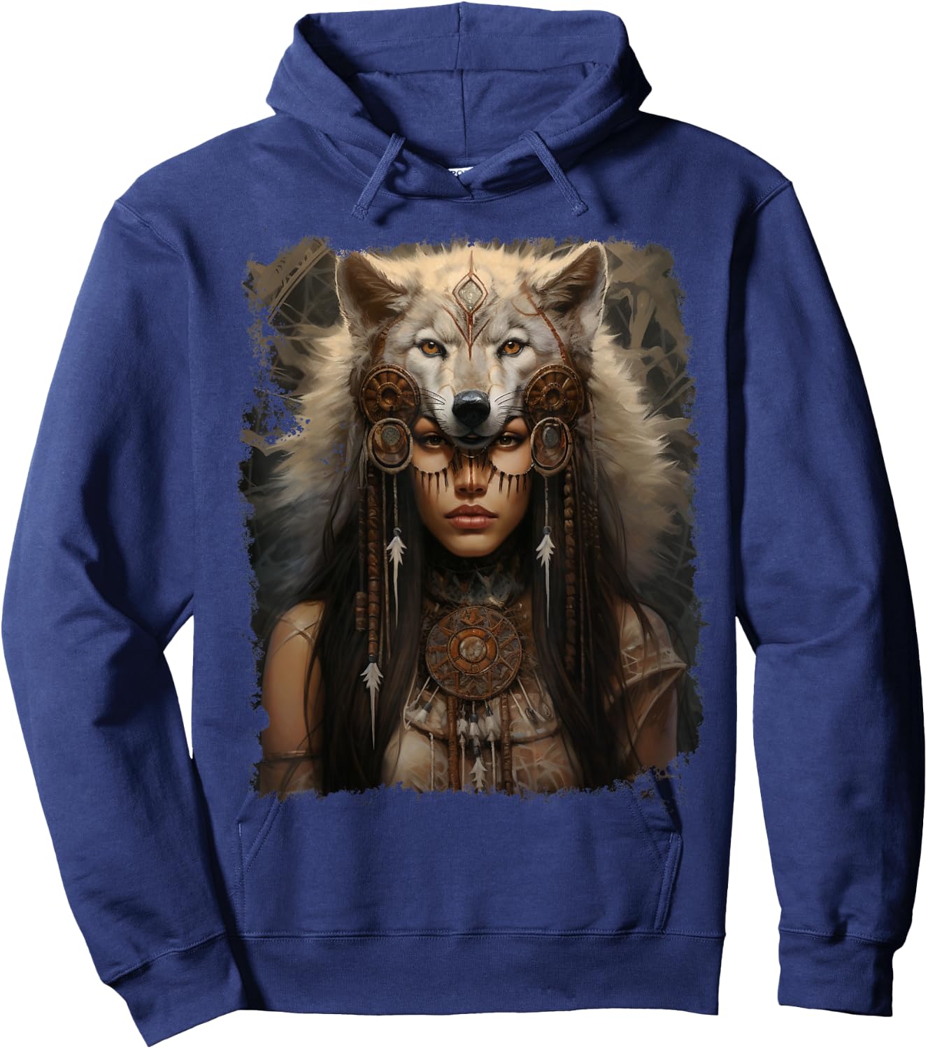 Indian Woman Wolf Hoodie - Hoodie | Navy