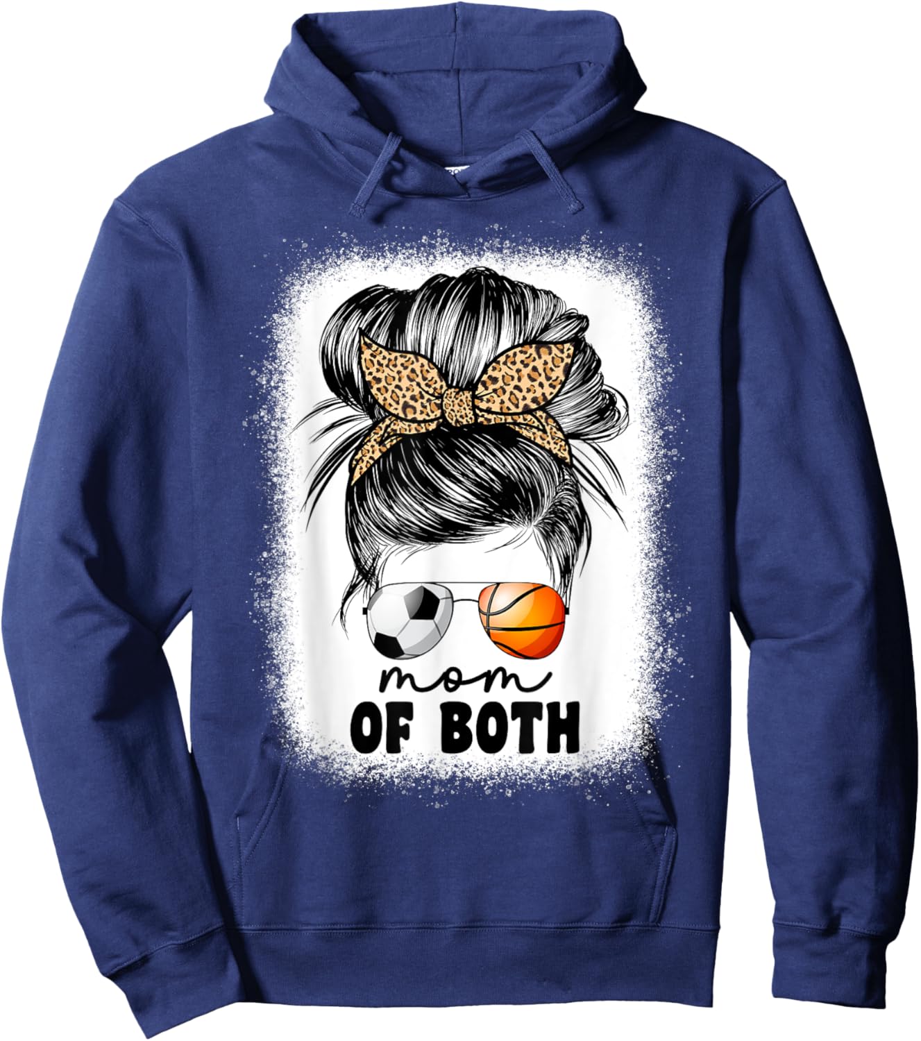 Mom Of Both Soccer And Basketball Mom Messy Bun Hoodie - Hoodie | Navy