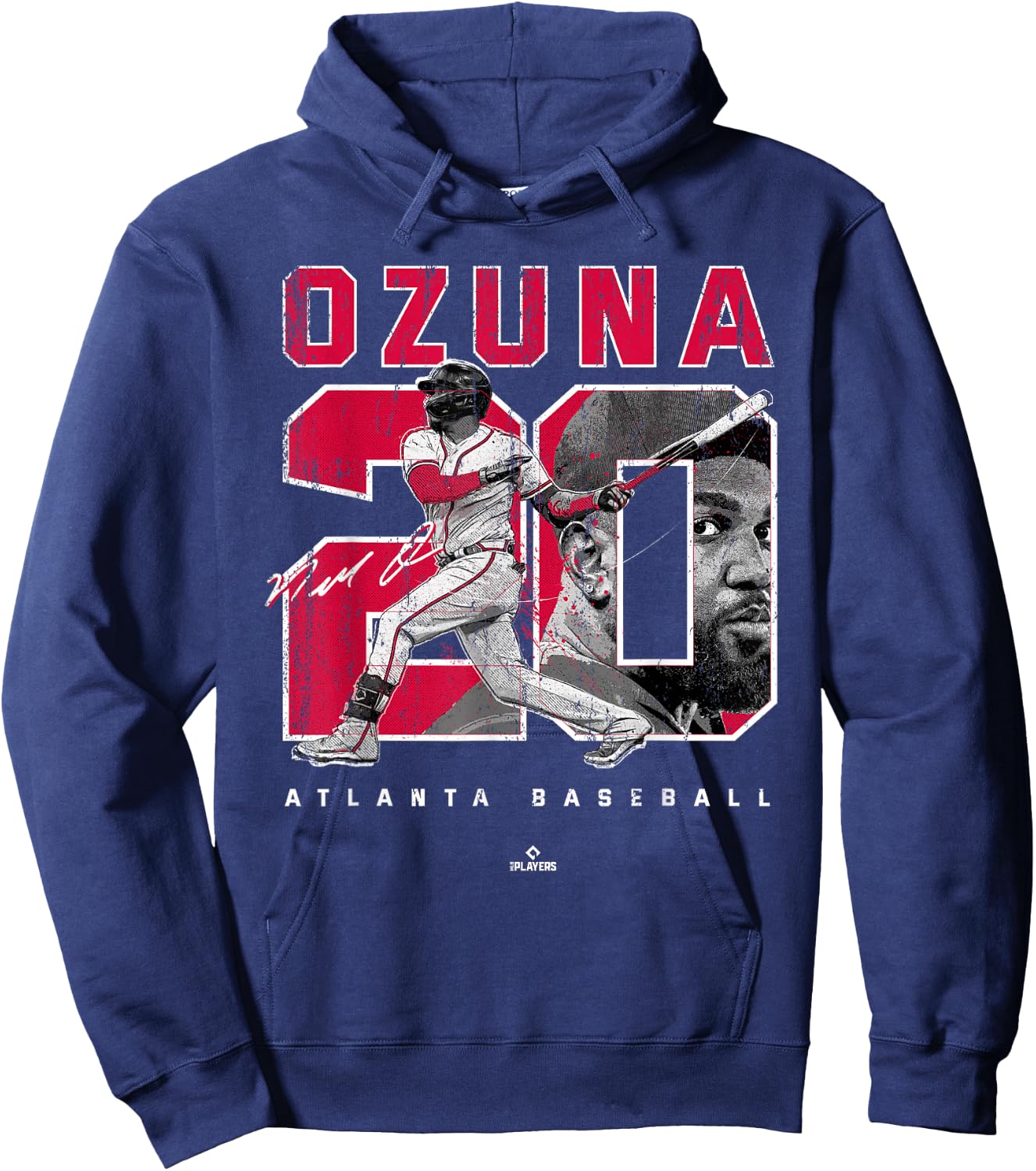 Number and Portrait Marcell Ozuna Atlanta MLBPA Hoodie - Hoodie | Navy