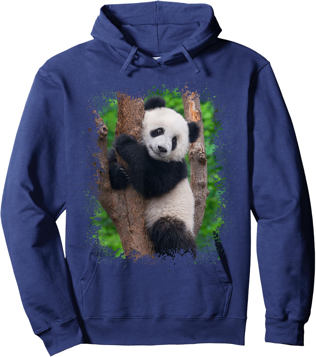 Panda Portrait Splatter Photo Asian Zoo Animal Hoodie - Hoodie | Navy