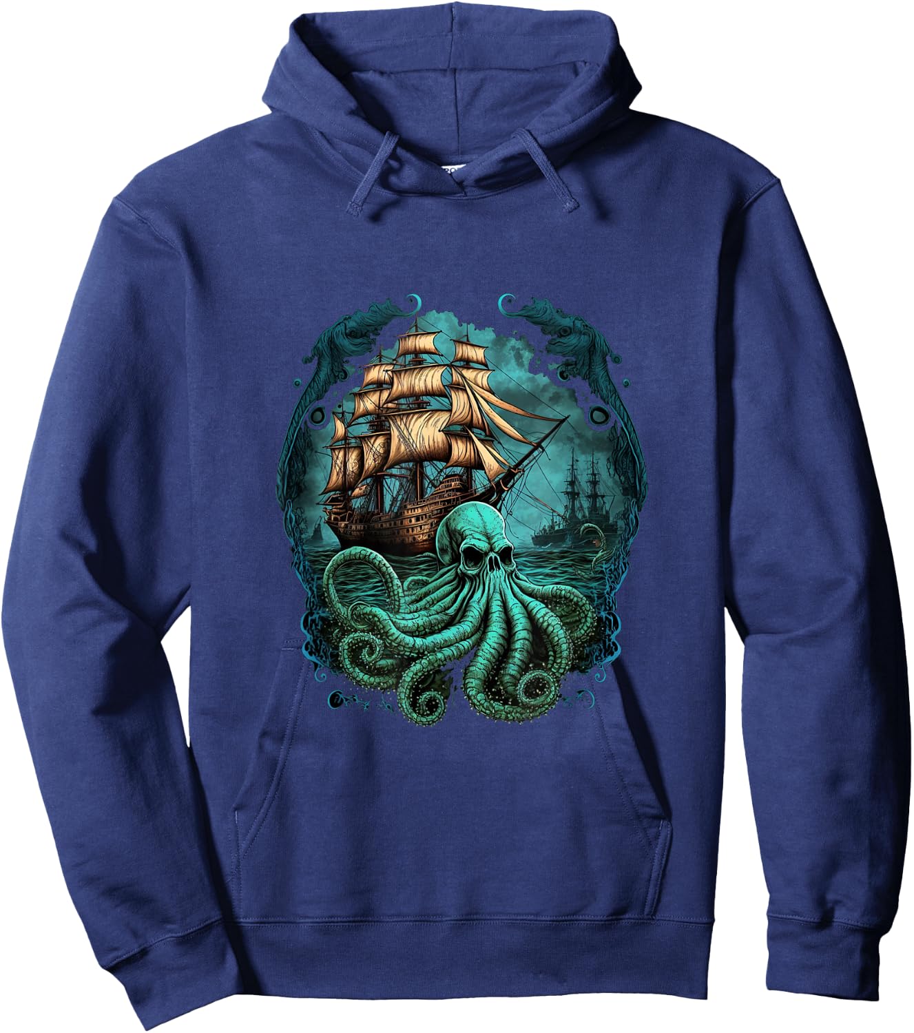 Octopus Kraken Pirate Ship Sailing Hoodie - Hoodie | Navy