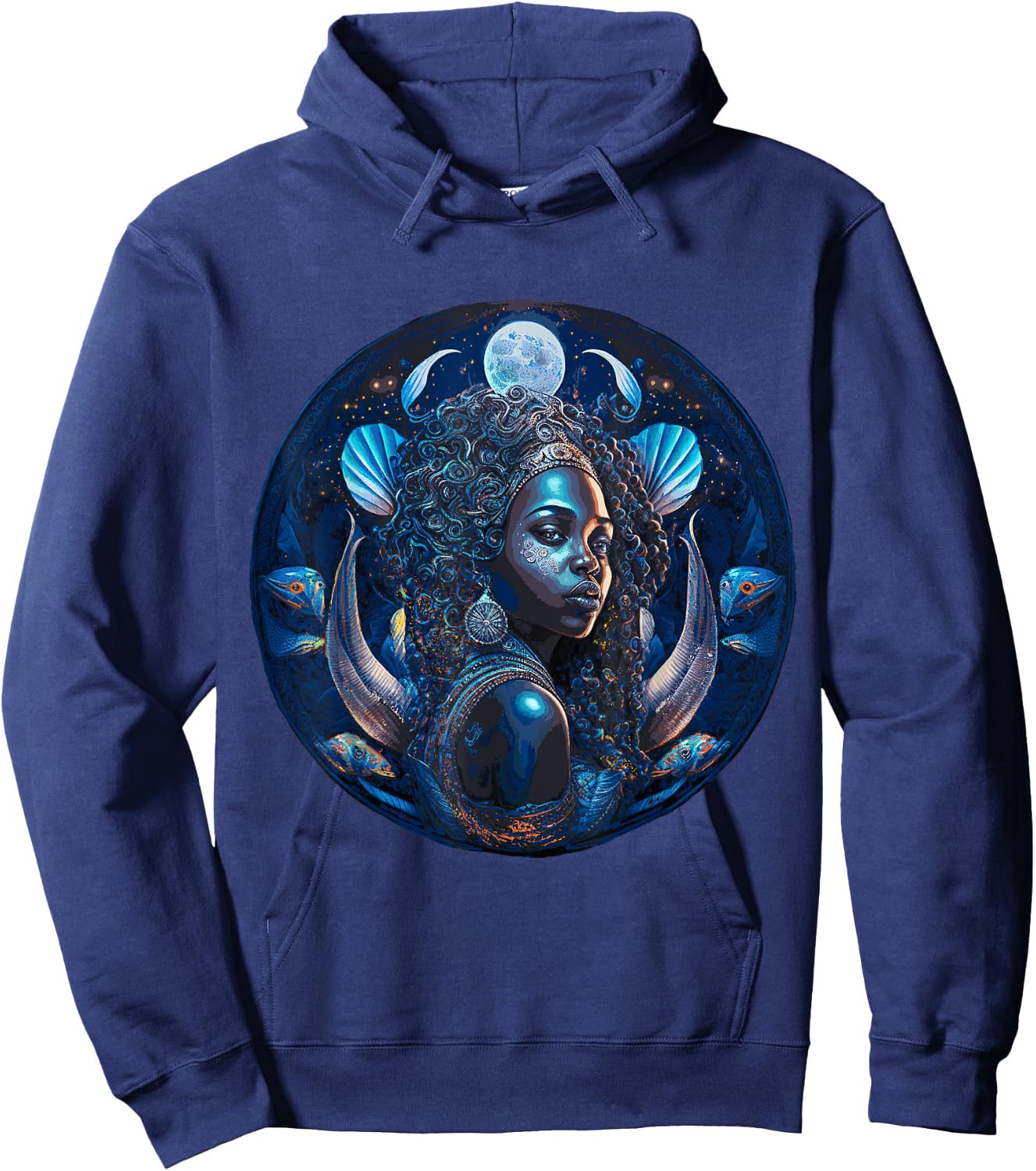 Yemoja of the Sea - Yoruba Orisha Hoodie - Hoodie | Navy