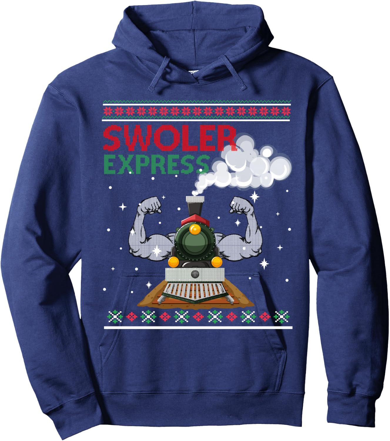 Swoler Express Ugly Christmas Season Train Hoodie - Hoodie | Navy