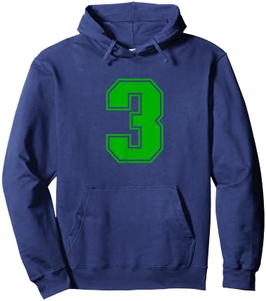 Number #3 Green Sports Fan Jersey Number Hoodie - Hoodie | Navy