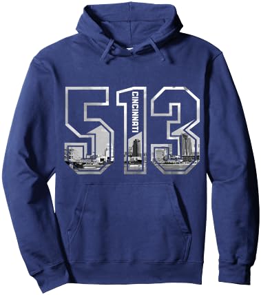 Cincinnati Ohio 513 Area Code Pride Vintage Hoodie - Hoodie | Navy