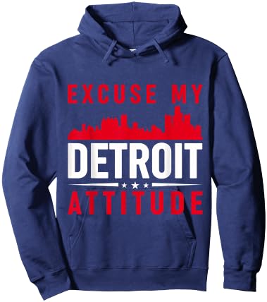 Excuse My Detroit Attitude Hoodie - Hoodie | Navy