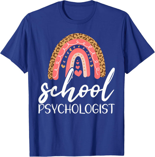 Leopard Boho Rainbow Back To School Psychologist Apparel T-Shirt - T-Shirt | Royal