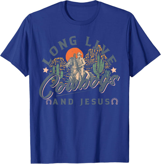 Cowboys And Jesus, Western Christian, Religious T-Shirt - T-Shirt | Royal