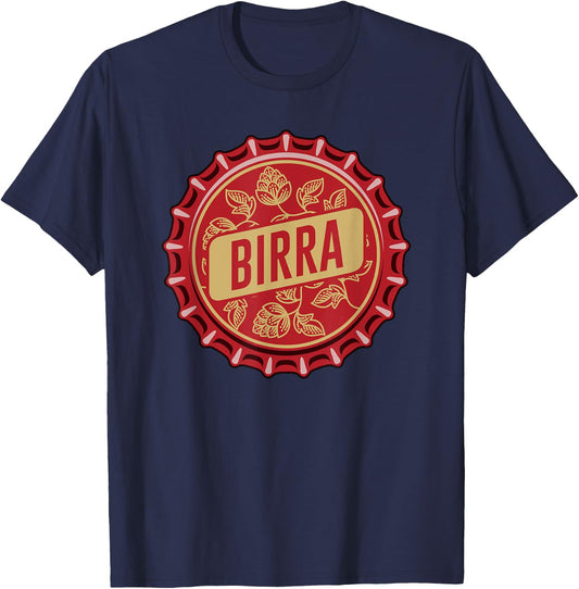 "Birra" - Italian Beer - Crown cork bottle top T-Shirt - T-Shirt | Navy