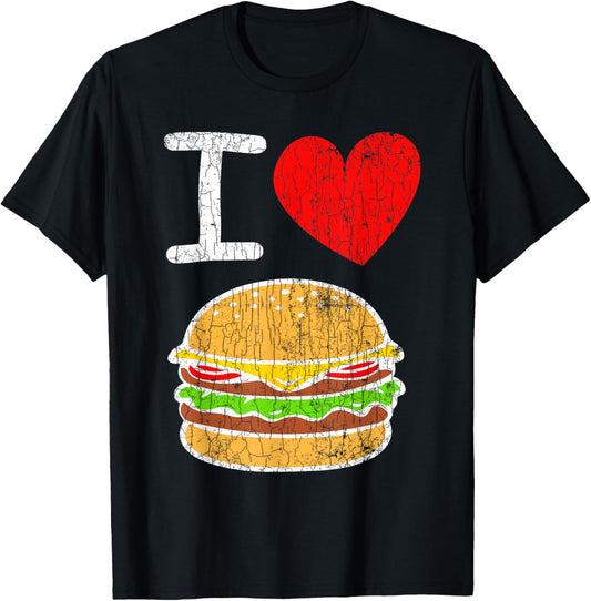 I Love Burgers Funny Hamburger Cheeseburger Graphic T-Shirt - T-Shirt | Black