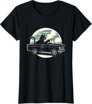 Cat Driving A Car - Vintage Cat Kitten Mom Dad Kitty Lover