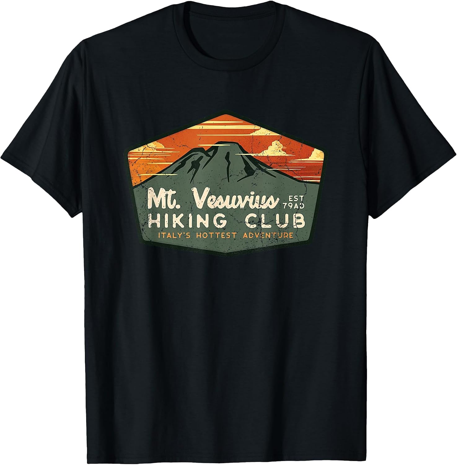 Retro Vesuvius Hiking Tourism for Italy Travel Vintage