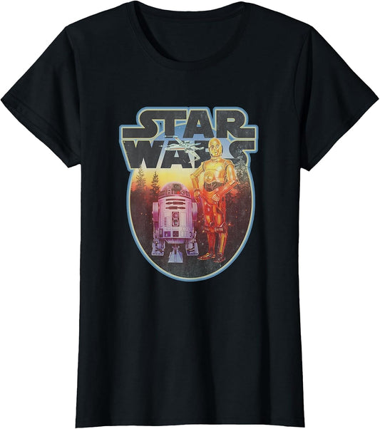 Star Wars Classic R2-D2 & C-3PO Forest Background Vintage
