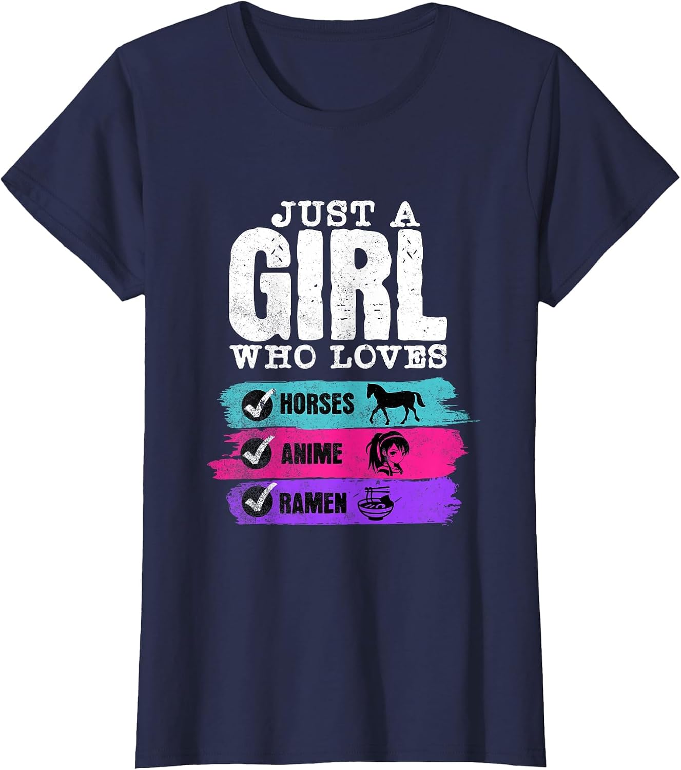 Horses Anime Ramen Just a Girl Who Loves Cute Purple Pink