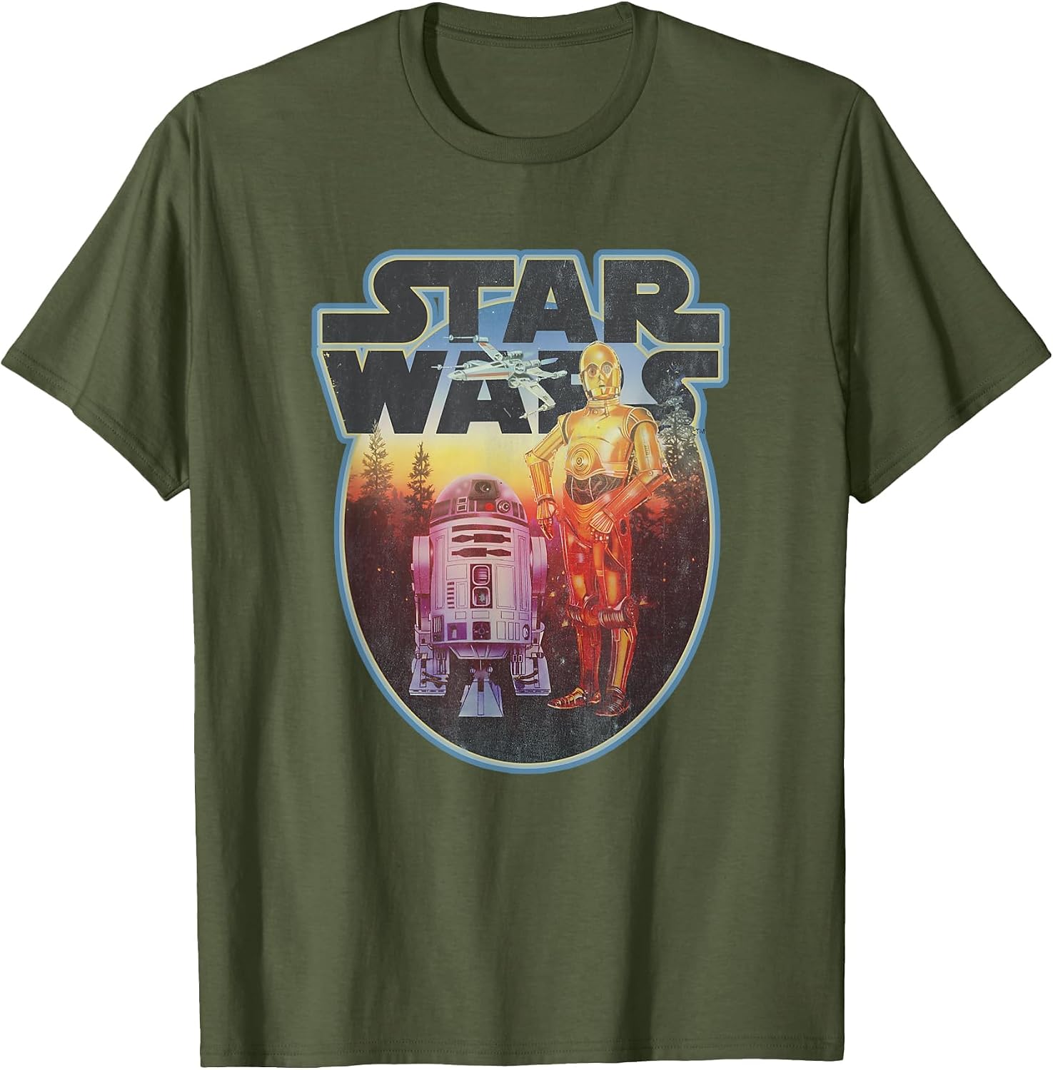 Star Wars Classic R2-D2 & C-3PO Forest Background Vintage