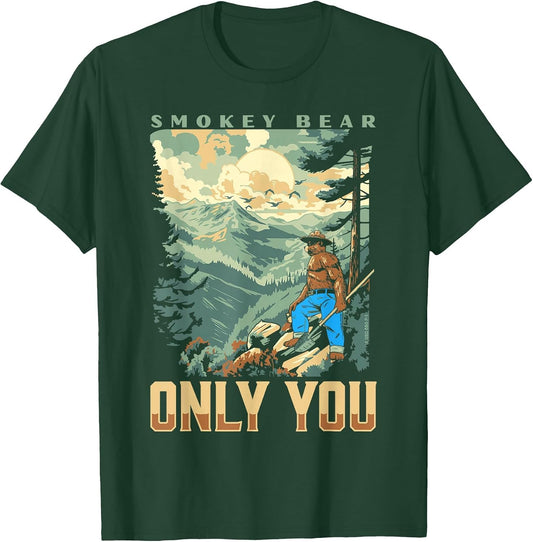 Smokey Bear Only You Vintage WPA Style Mountains Art Scene