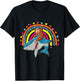 Sloth Riding Shark Funny Zoo Animal Rainbow Hearts Lover