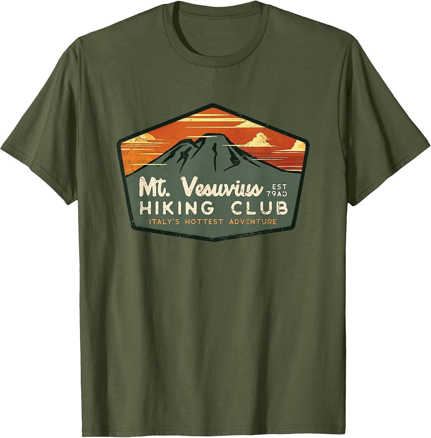Retro Vesuvius Hiking Tourism for Italy Travel Vintage