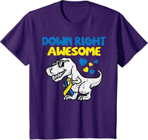 Kids Down Right Awesome Dino Down Syndrome Awareness Boys Kids