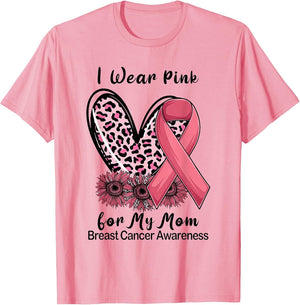 I Wear Pink for My Mom Ribbon Leopard Heart Sunflower