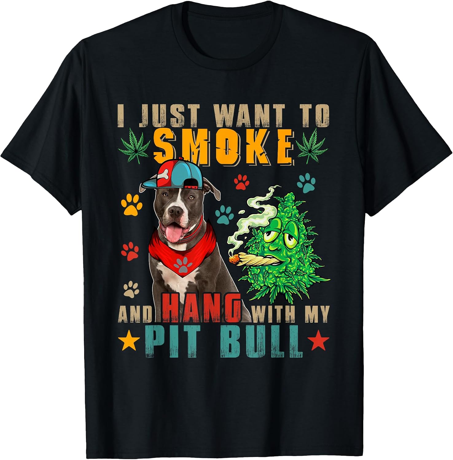 Vintage Smoke And Hang With My Pit Bull Funny Smoker Weed