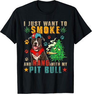 Vintage Smoke And Hang With My Pit Bull Funny Smoker Weed