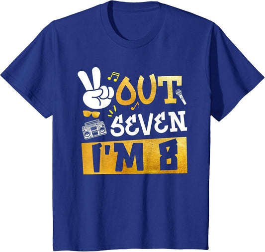 Peace Out 7 I'm 8 Years Old 8th Birthday Hip Hop Boy Girl