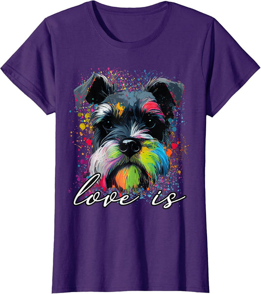 Colorful Splash Art Love is My Miniature Schnauzer Mama