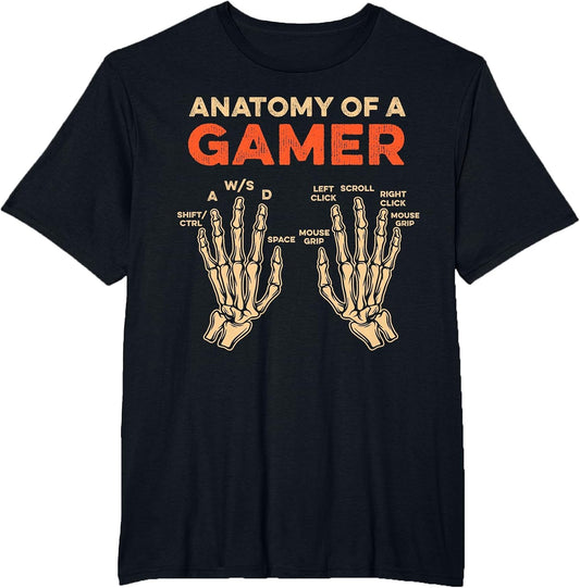 Anatomy of A Gamer Skeleton Hand Funny Men Boys Kids Teens