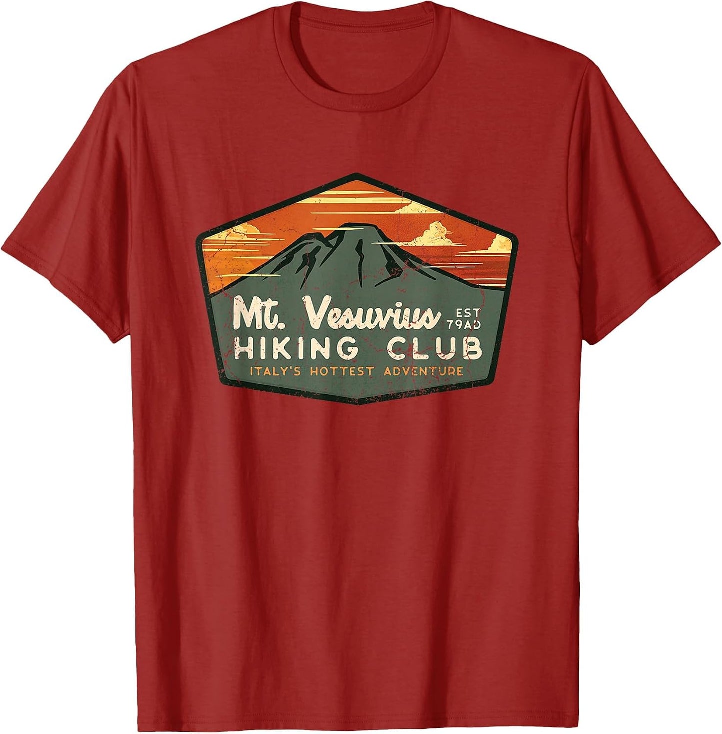 Retro Vesuvius Hiking Tourism for Italy Travel Vintage