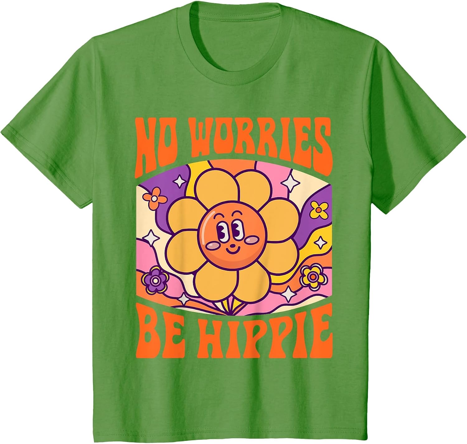 No Worries Be Hippie Peace Sign Retro 60s 70s Vintage Flower