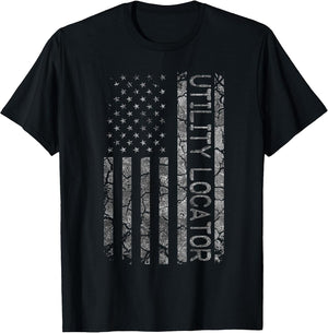 Funny Job Title Worker American Flag Utility Locator