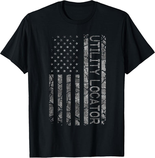 Funny Job Title Worker American Flag Utility Locator