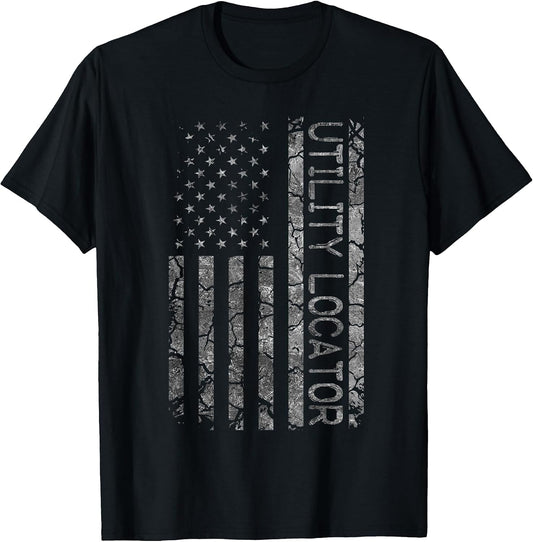 Funny Job Title Worker American Flag Utility Locator