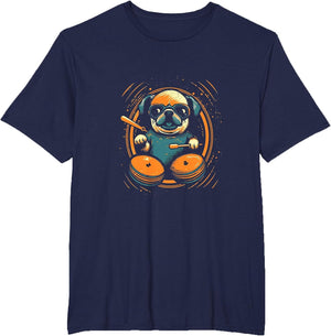 Pug Playing Drums Funny Drummer Drumming Drumset Drum Player