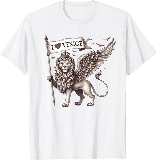 I Love Venice Winged Lion of Venezia Italy Illustration