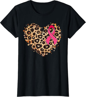 Breast Cancer Pink Ribbon Cheetah Leopard Heart Print