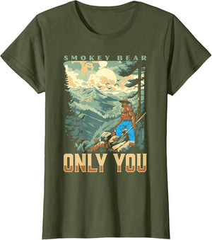 Smokey Bear Only You Vintage WPA Style Mountains Art Scene
