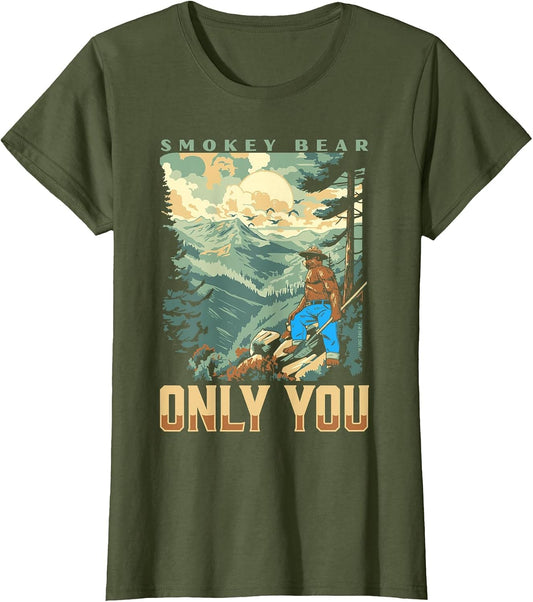 Smokey Bear Only You Vintage WPA Style Mountains Art Scene