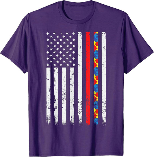 Thin Red Line Firefighter Support Autism Awareness 4th July