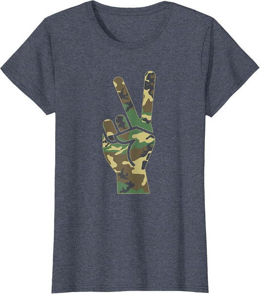 Camo Peace Sign Symbol Camouflage Women Adults