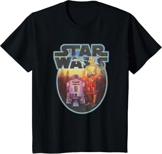 Star Wars Classic R2-D2 & C-3PO Forest Background Vintage