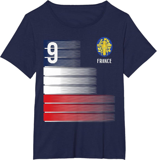 France Flag Number 9 French Soccer Men Women Boys Girls Kids
