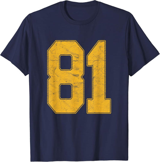 Number 81 Numbered Uniform Sports Team Jersey 81st Birthday