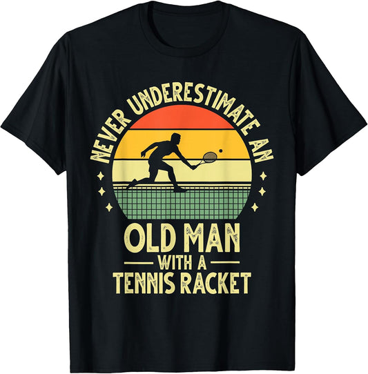 Cool Tennis Art For Grandpa Men Tennis Player Racket Sport