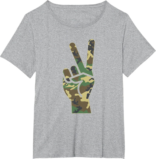 Camo Peace Sign Symbol Camouflage Women Adults