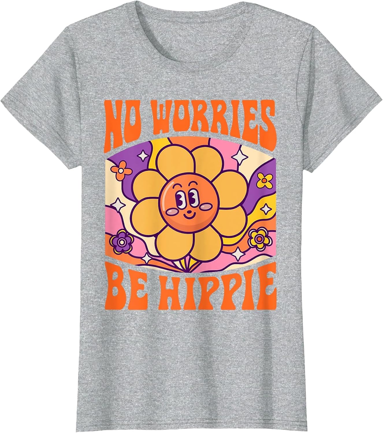 No Worries Be Hippie Peace Sign Retro 60s 70s Vintage Flower